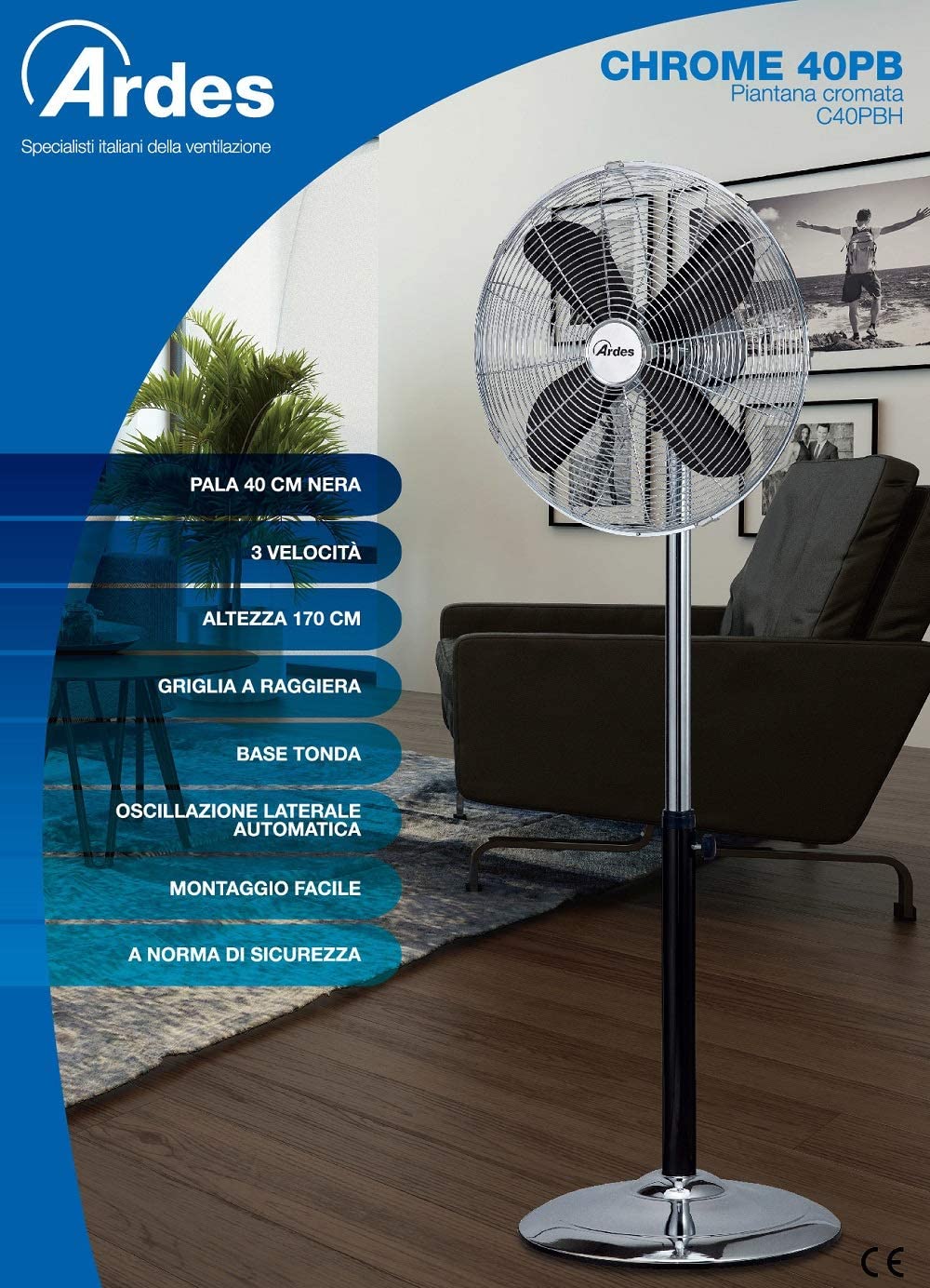 Ardes Standventilator Chrome 40cm