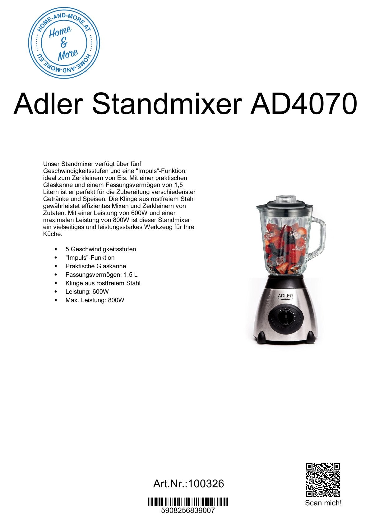Adler Standmixer AD4070
