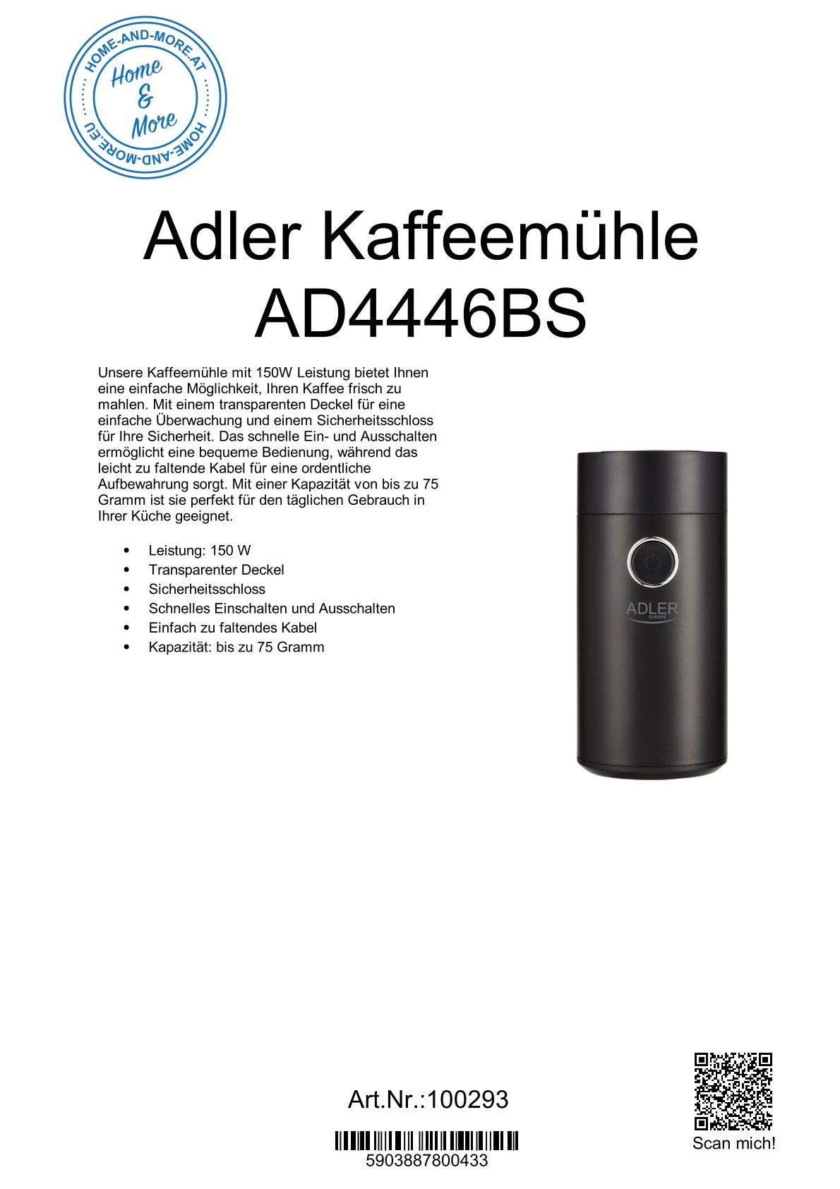 Adler Kaffeemühle AD4446BS