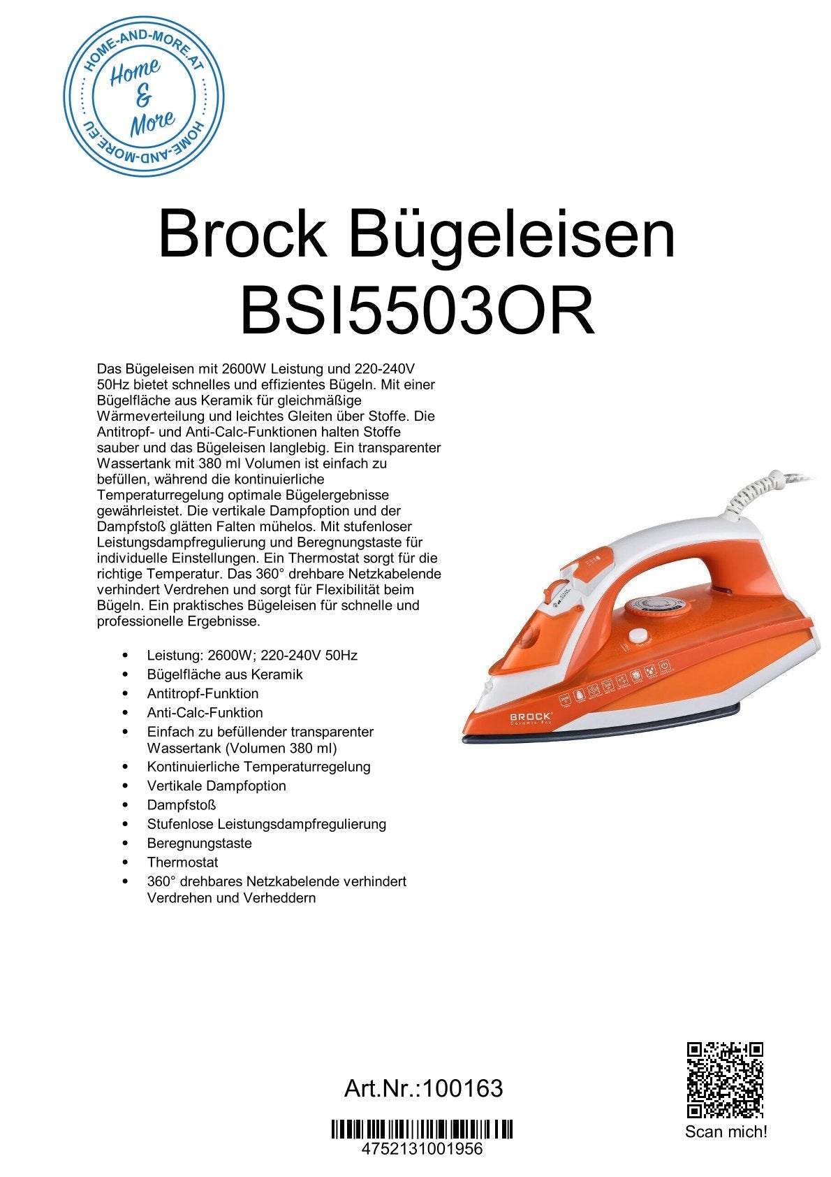 Brock Bügeleisen BSI5503OR
