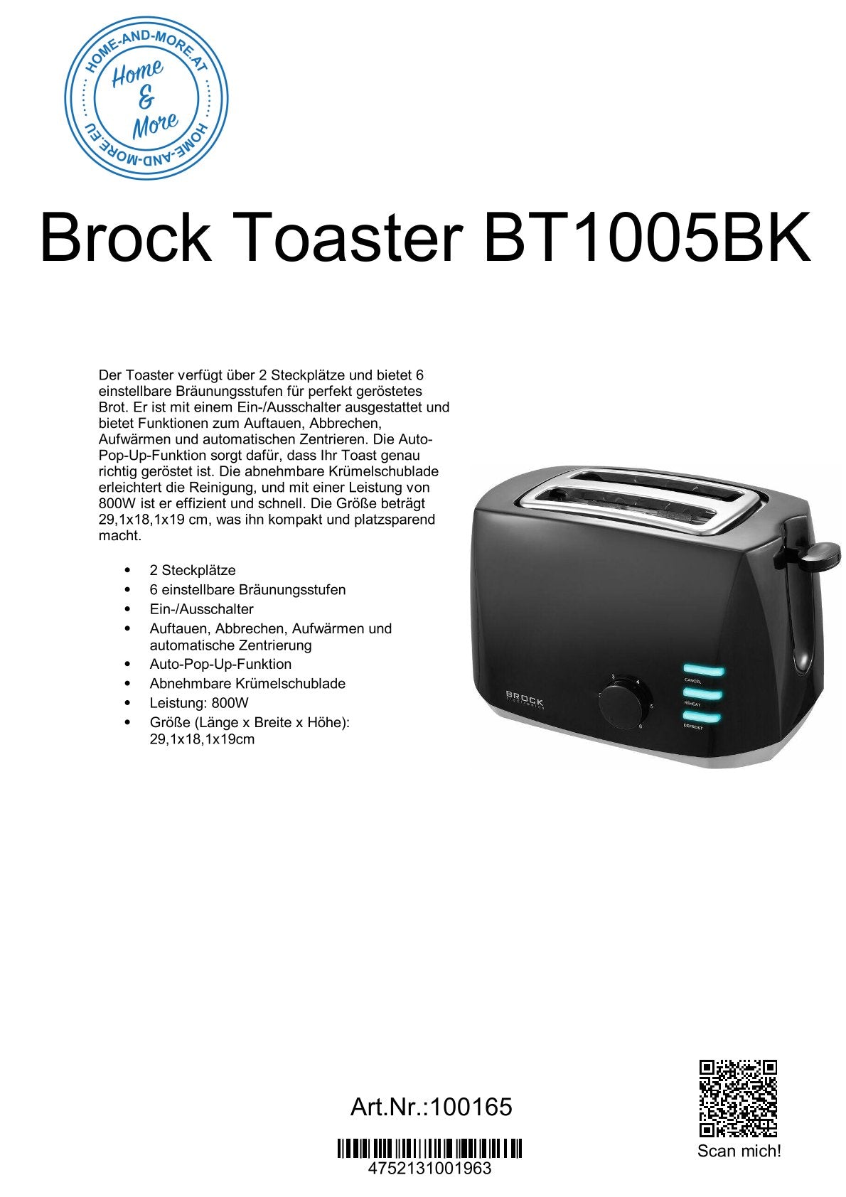 Brock Toaster BT1005BK